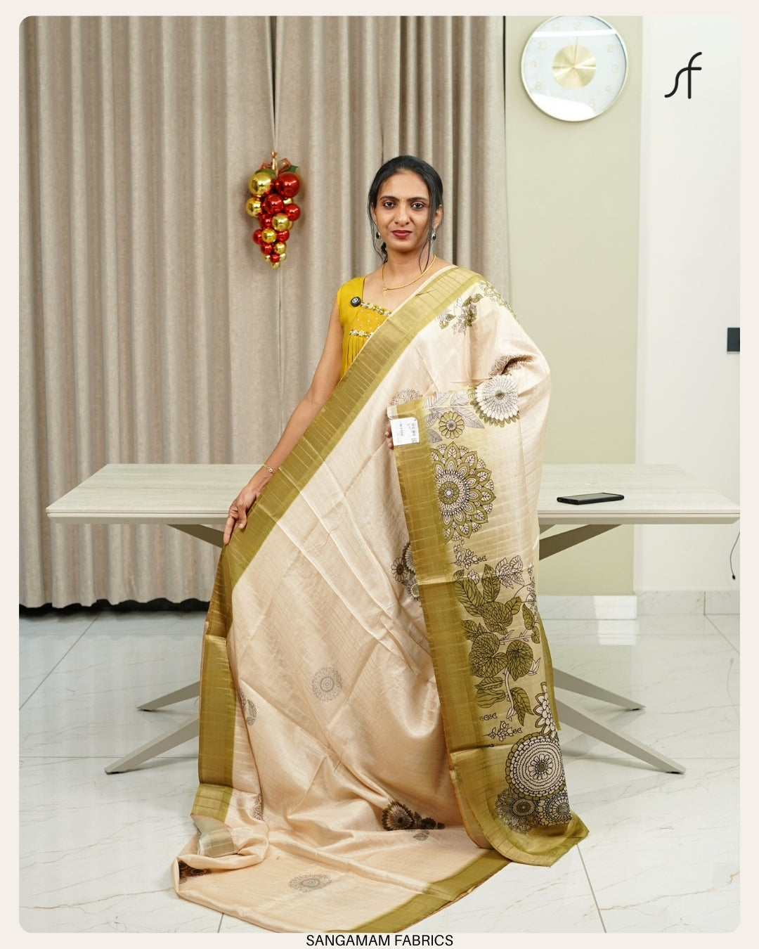 SEMI TUSSAR SILK FLORAL SAREE