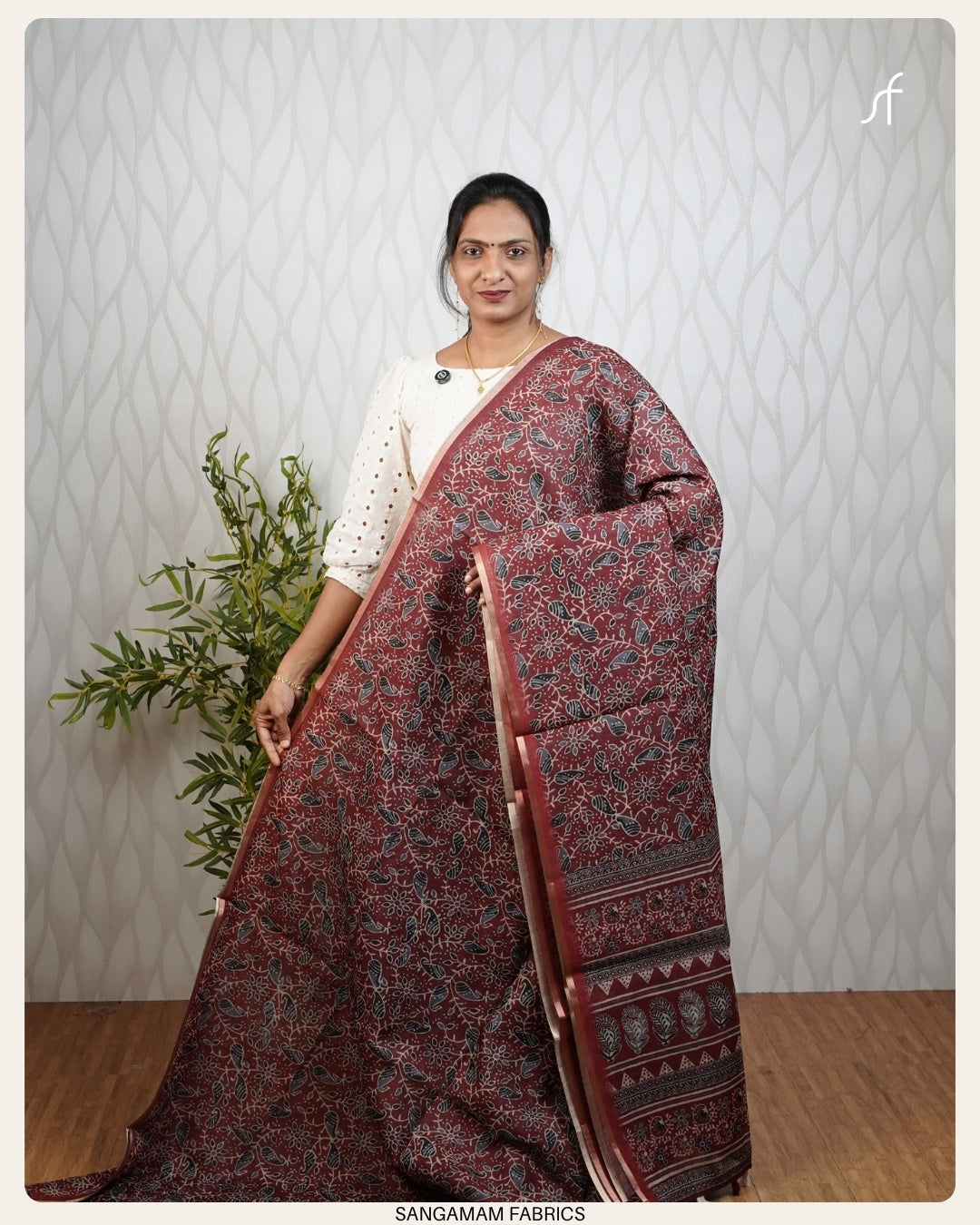 AJRAKH PRINTED SEMI LINEN SAREE
