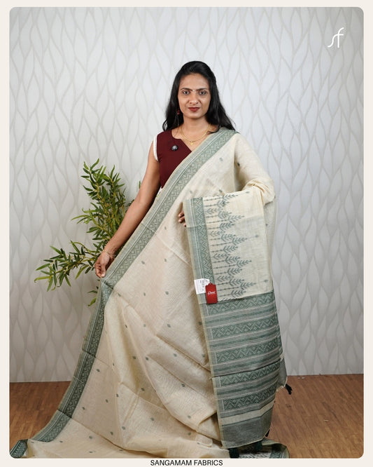 JAMDANI WEAVING SEMI CHANDERI SILK SAREE