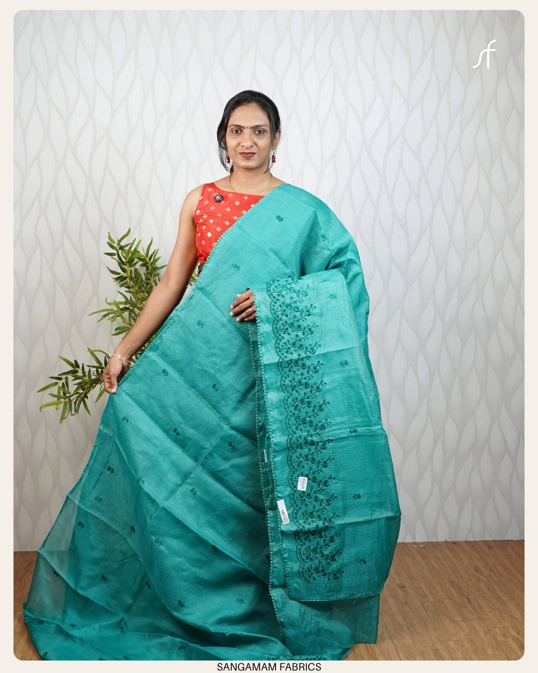 CUT WORK EMBROIDERY NET COTTA SAREE