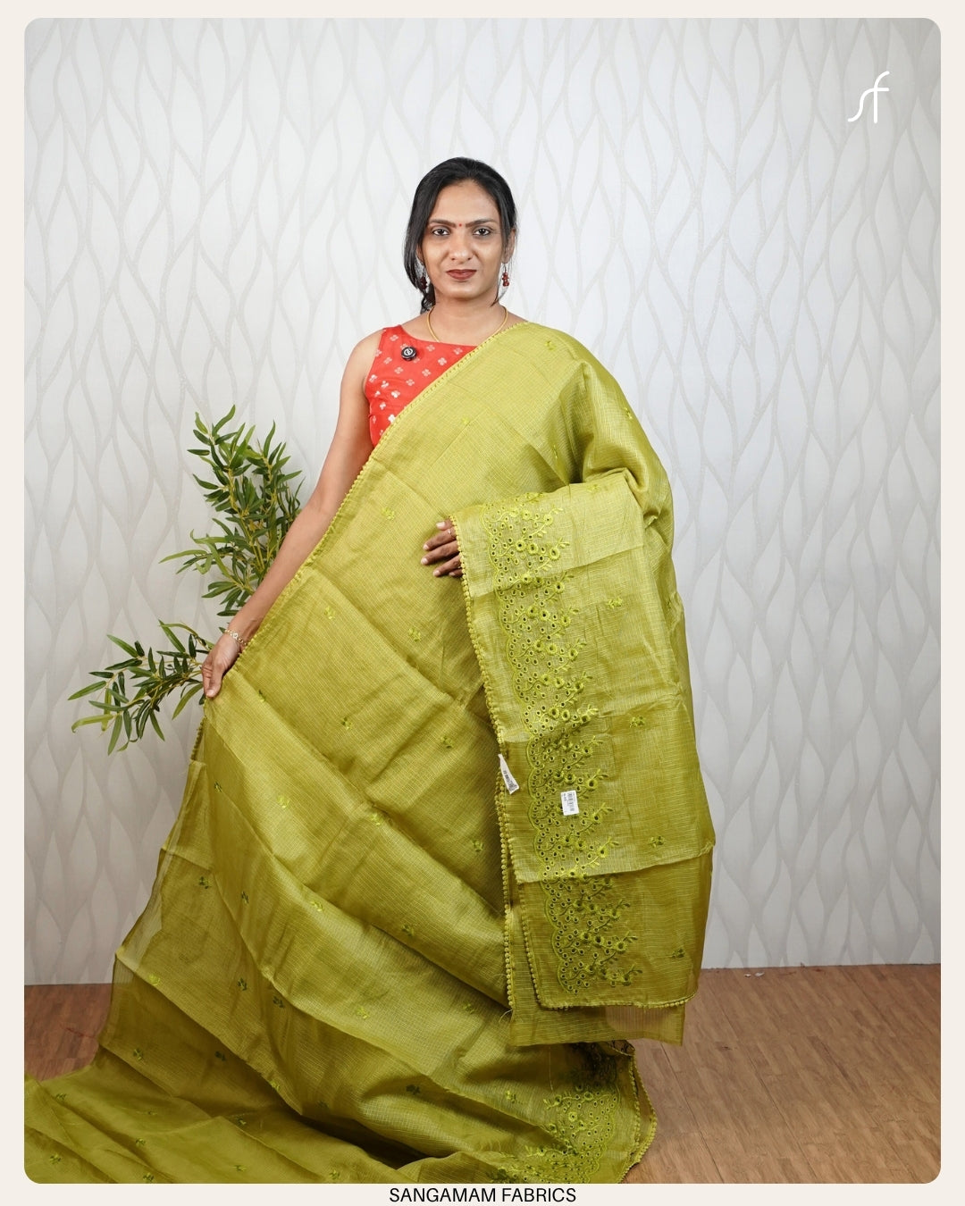 CUT WORK EMBROIDERY NET COTTA SAREE