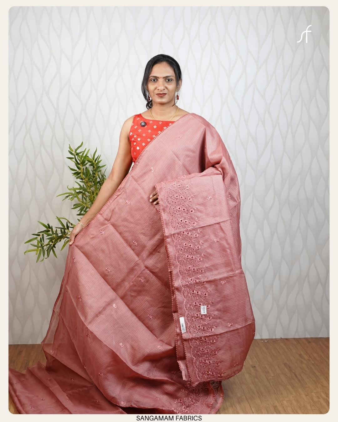 CUT WORK EMBROIDERY NET COTTA SAREE