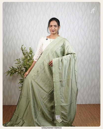 CRUSHED VICHITRA SILK EMBROIDERY SAREE