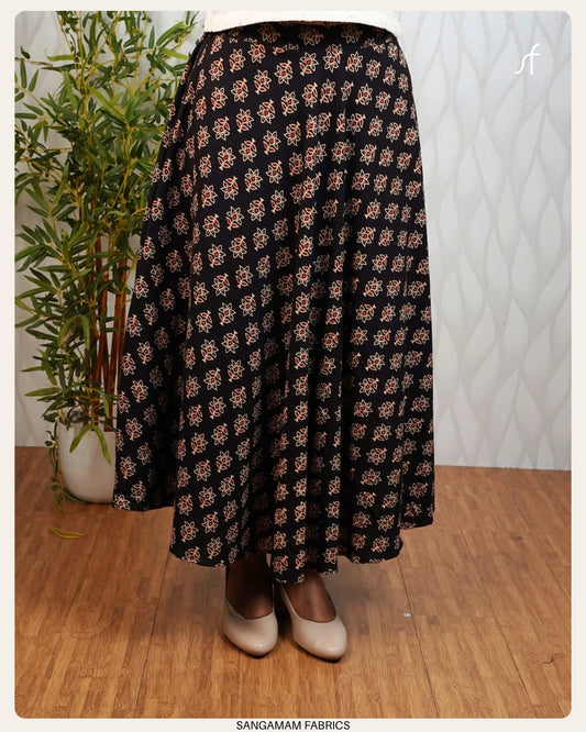 PRINTED COTTON UMBRELLA MIDI SKIRT