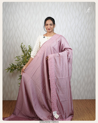 CRUSHED VICHITRA SILK EMBROIDERY SAREE