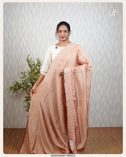 CRUSHED VICHITRA SILK EMBROIDERY SAREE