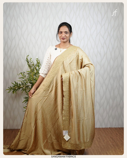 CRUSHED VICHITRA SILK EMBROIDERY SAREE