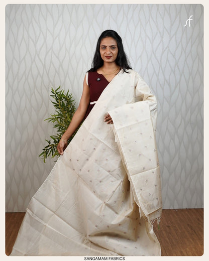 SEMI TUSSAR FLORAL EMBROIDERY  SAREE