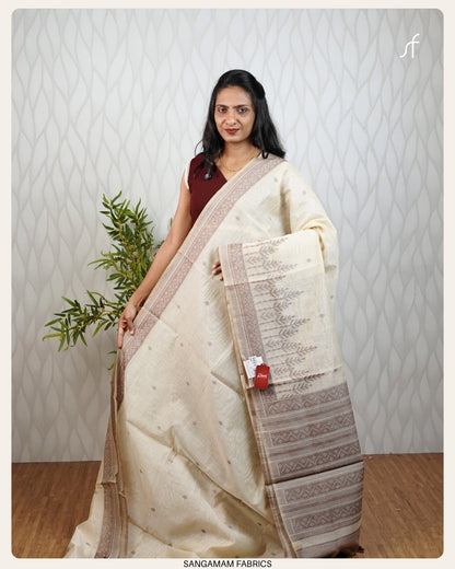 JAMDANI WEAVING SEMI CHANDERI SILK SAREE