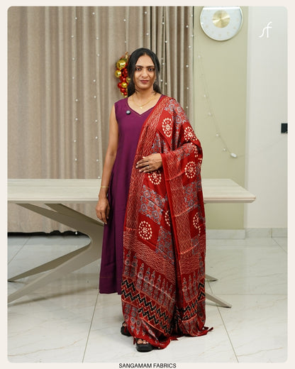 MODAL SILK AJRAKH DUPATTA