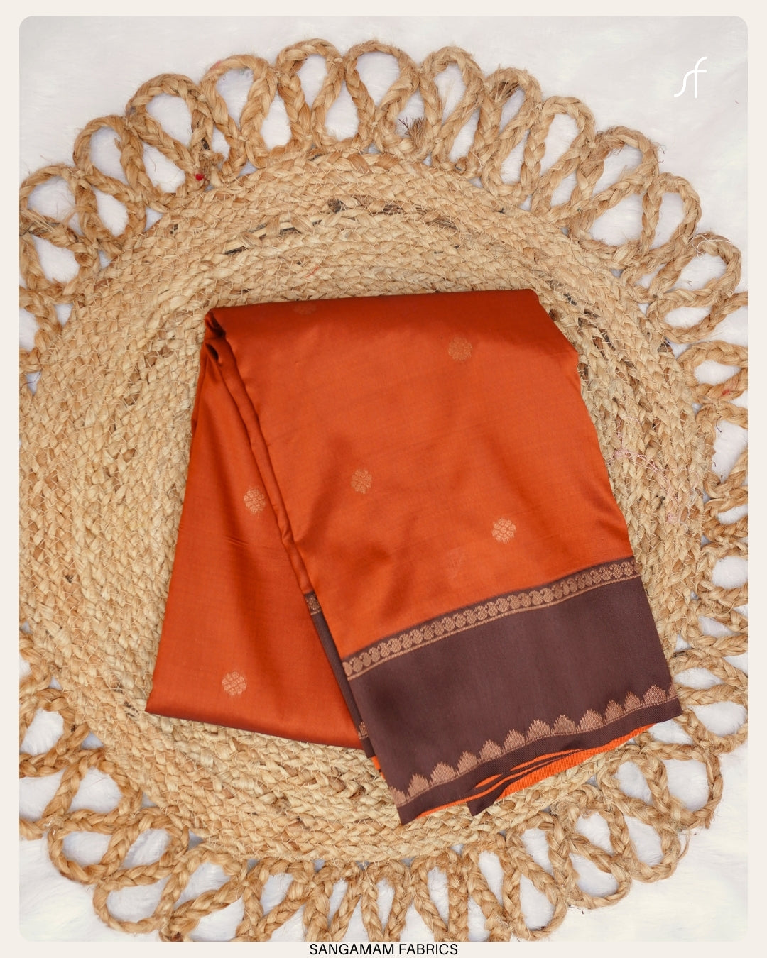 BURNT ORANGE WITH COFFEE BROWN SEMI SILK SAREE