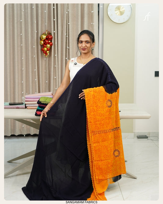 GEORGETTE CROCHET LACE DETAIL SAREE