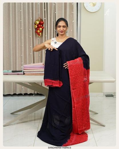 GEORGETTE CROCHET LACE DETAIL SAREE