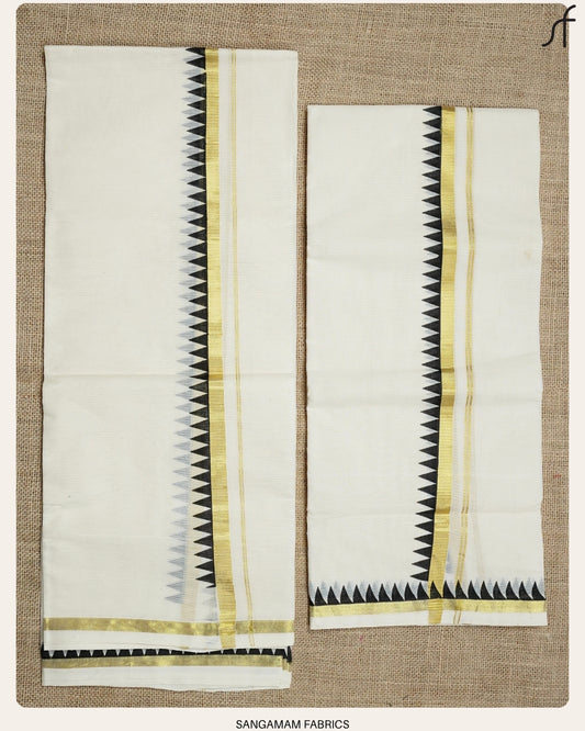 TEMPLE BORDER DETAILED COTTON SET MUNDU