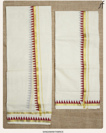 TEMPLE BORDER DETAILED COTTON SET MUNDU