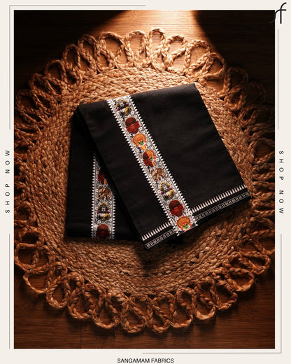 STICKER PRINTED KARA  BLACK COTTON MUNDU