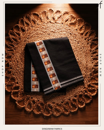 STICKER PRINTED KARA  BLACK COTTON MUNDU