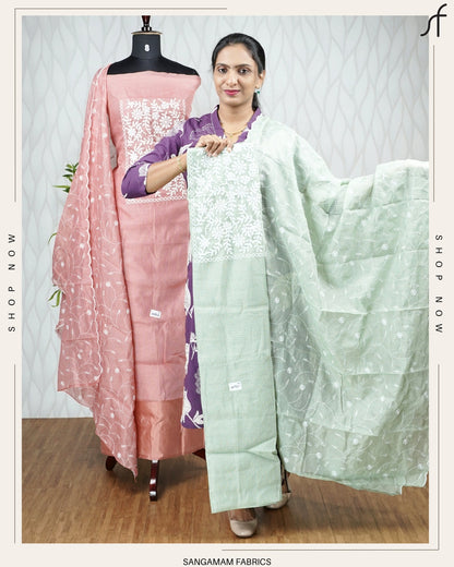 NET COTTA EMBROIDERY SALWAR SUIT