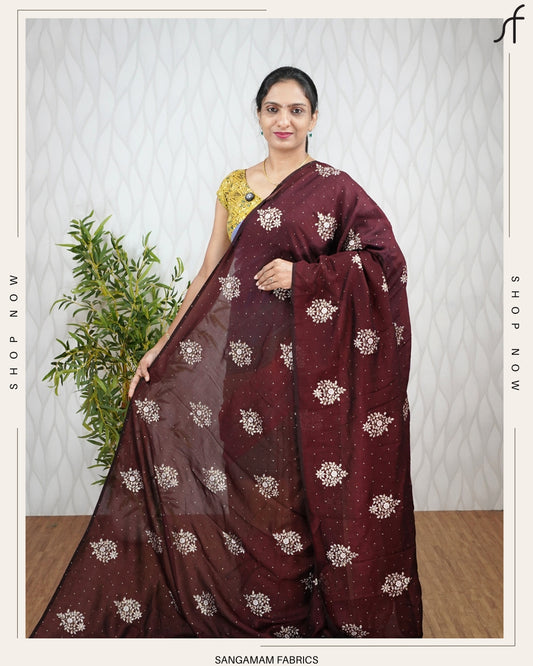FOIL PRINTED DESIGNER VICHITRA SILK SAREE