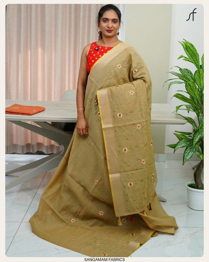 SEMI CHANDERI SILK SAREE