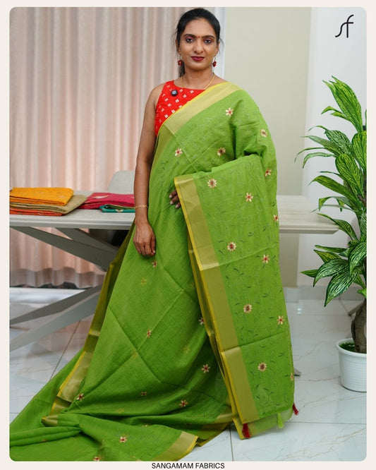 SEMI CHANDERI SILK SAREE