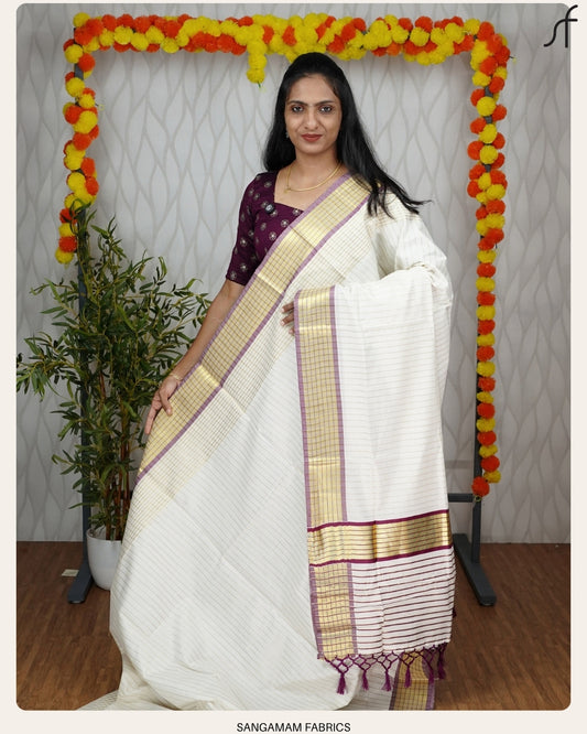 STRIPE DETAILED COTTON SET SAREE