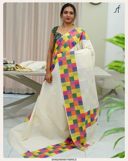 MADRAS CHECK DETAILED SET SAREE