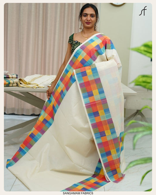 MADRAS CHECK DETAILED SET SAREE