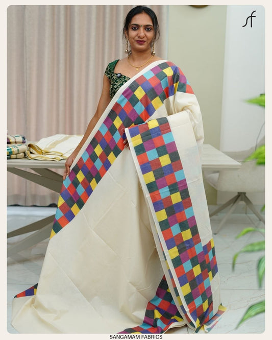 MADRAS CHECK DETAILED SET SAREE