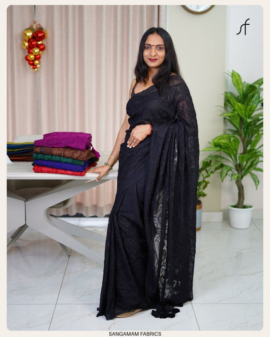 MULL COTTON CHIKANKARI SAREE