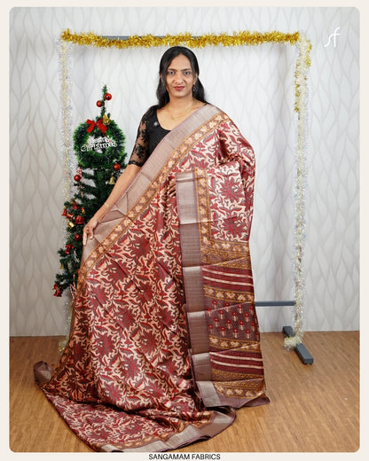 PRINTED TUSSAR SILK SAREE