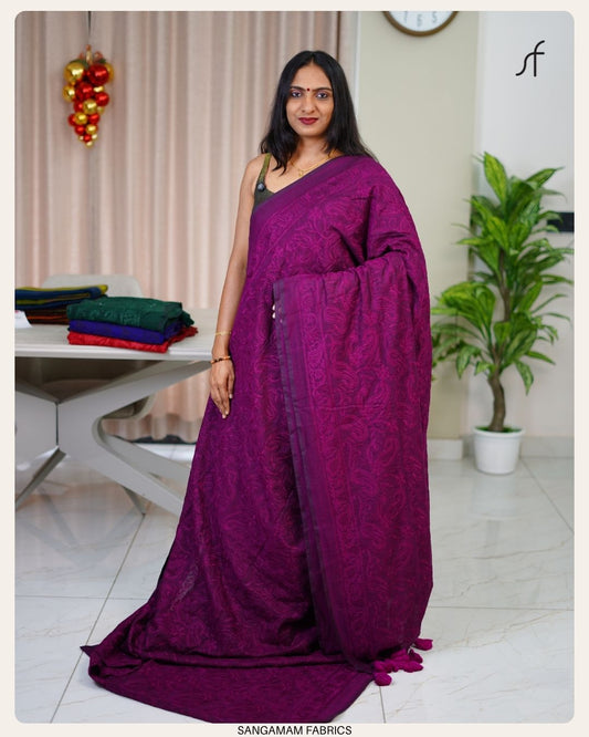 MULL COTTON CHIKANKARI SAREE