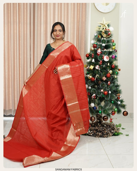 SEMI CHANDERI BANARASI  SAREE