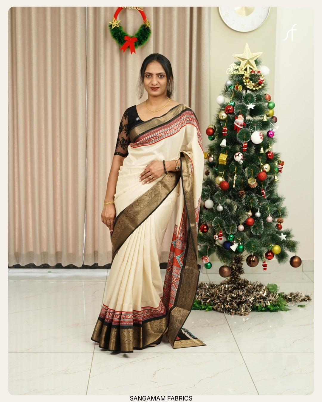 AJRAKH PRINT SEMI DOLA SILK SAREE