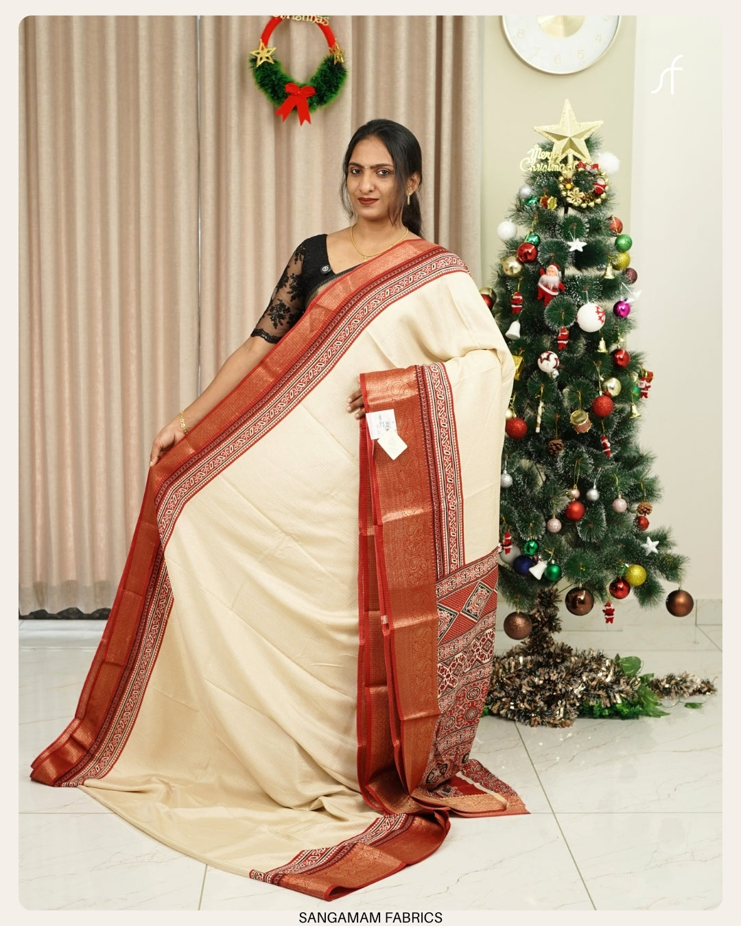 AJRAKH PRINT SEMI DOLA SILK SAREE