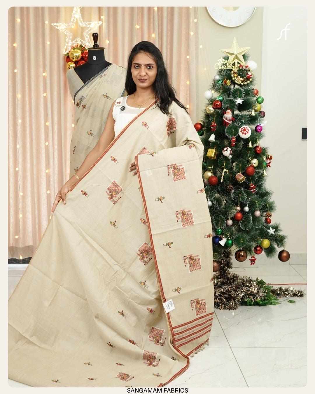 SEMI CHANDERI SILK  SAREE