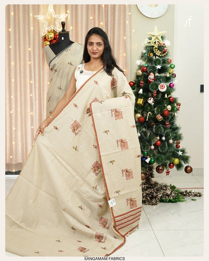 SEMI CHANDERI SILK  SAREE