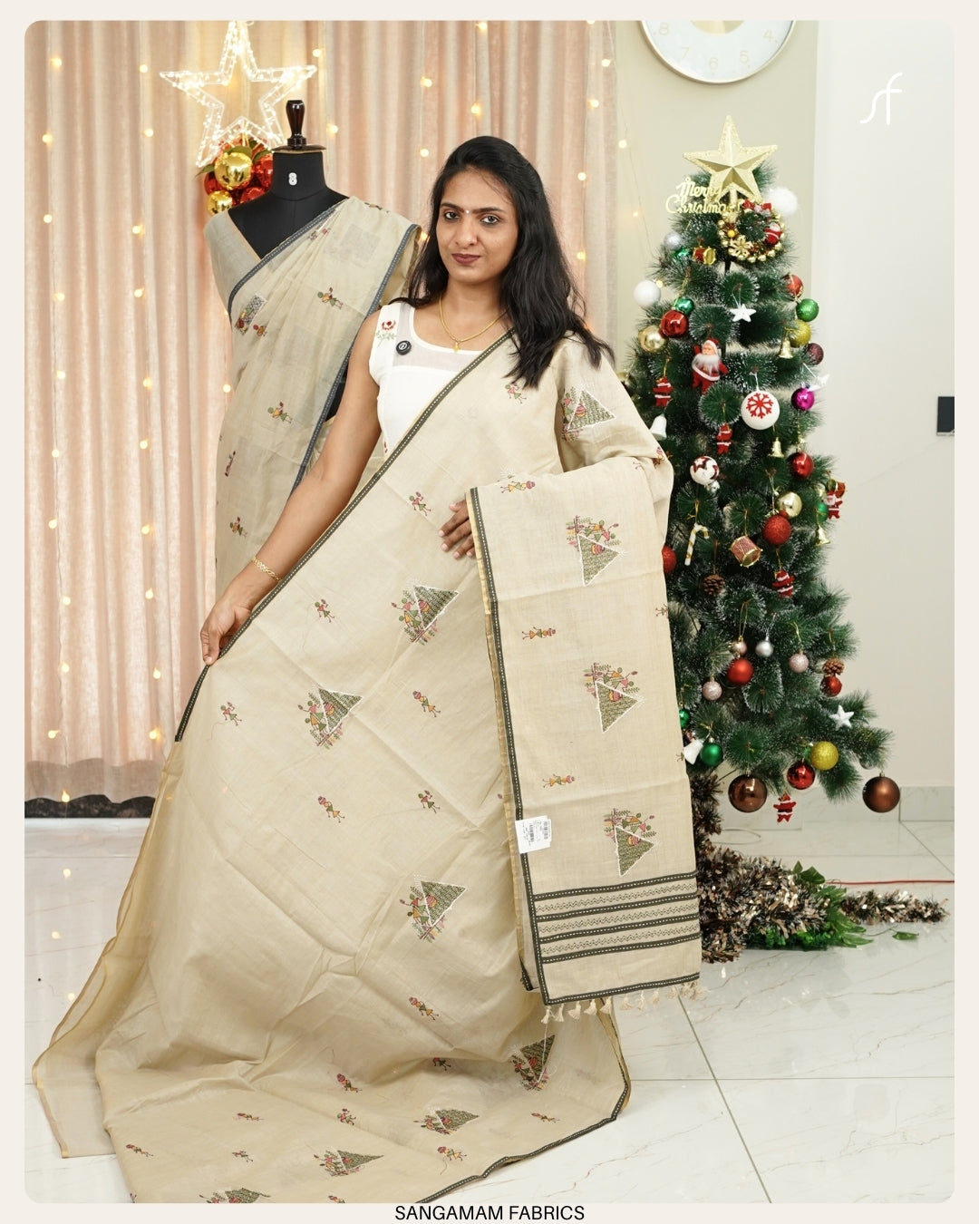SEMI CHANDERI SILK  SAREE