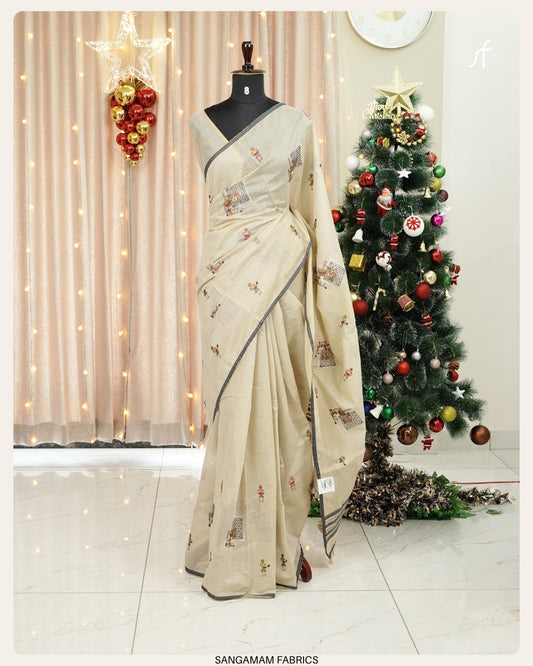 SEMI CHANDERI SILK  SAREE