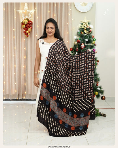 AJRAKH PRINTED MODAL SILK DUPATTA
