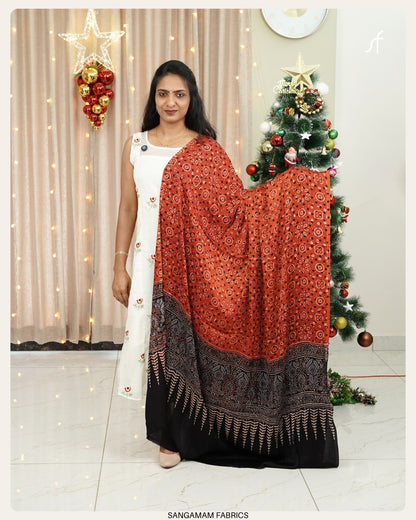 AJRAKH PRINTED MODAL SILK DUPATTA