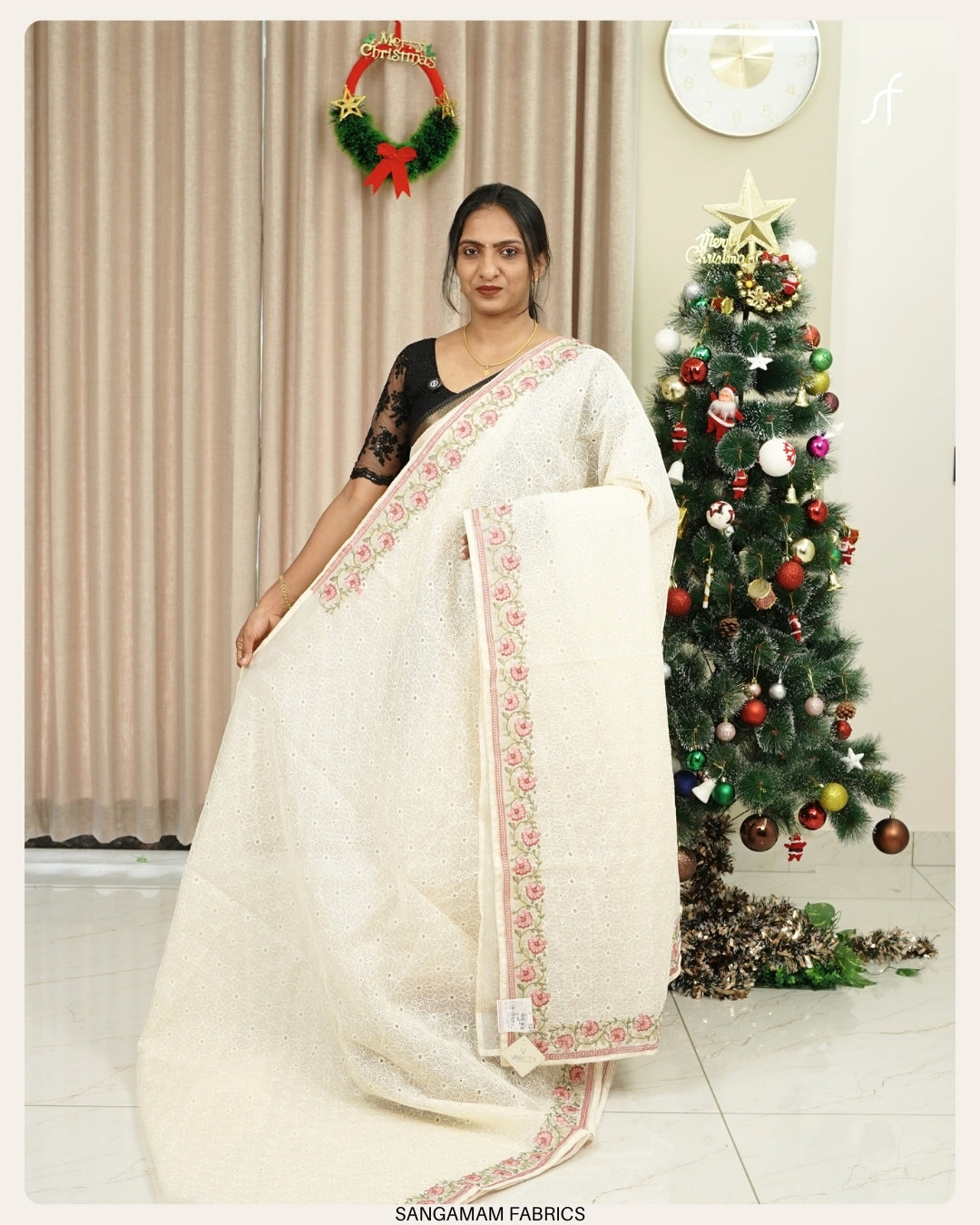 NET COTTA PHULKARI DETAILED SAREE
