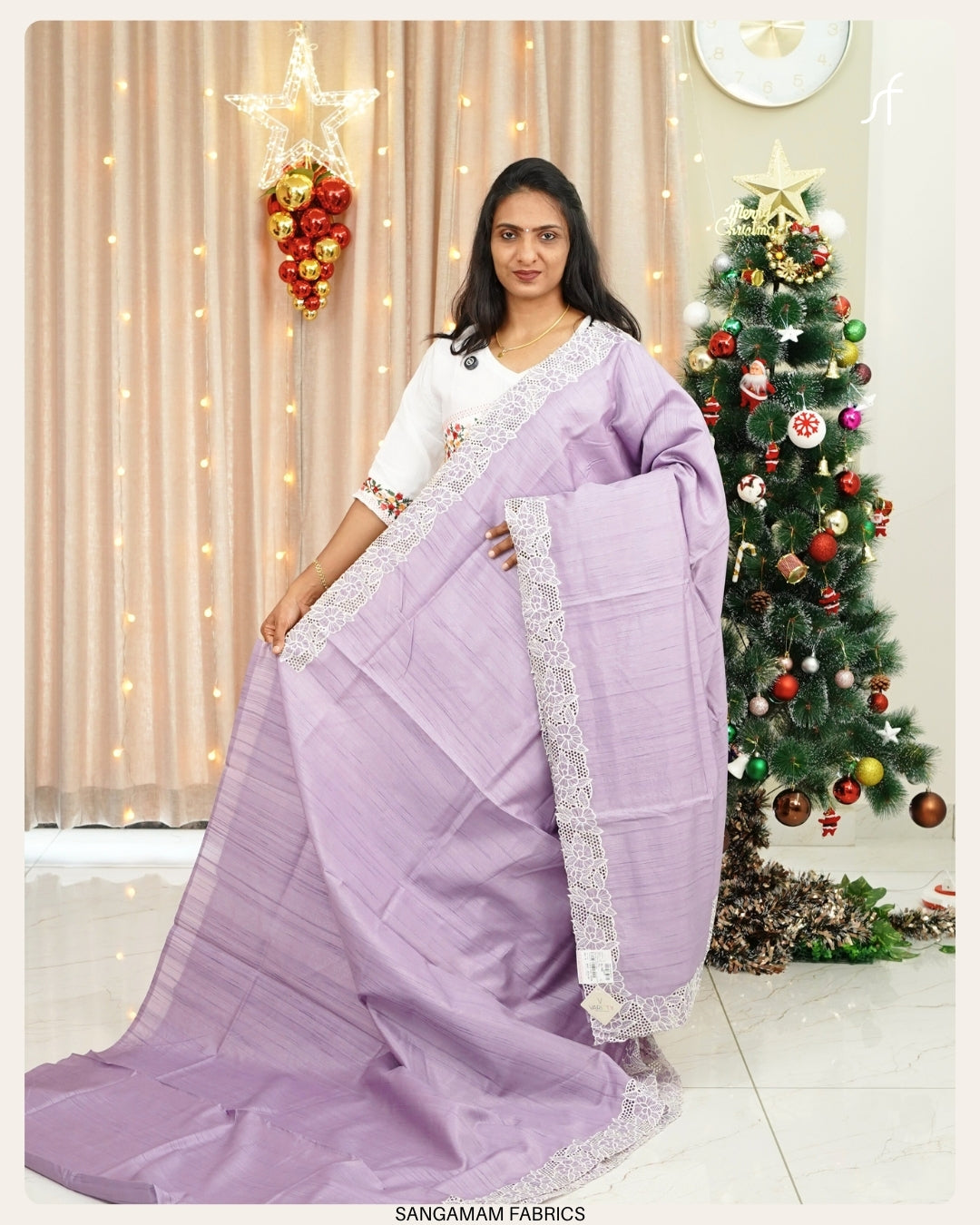 CUT WORK DETAILED SEMI TUSSAR SILK  SAREE