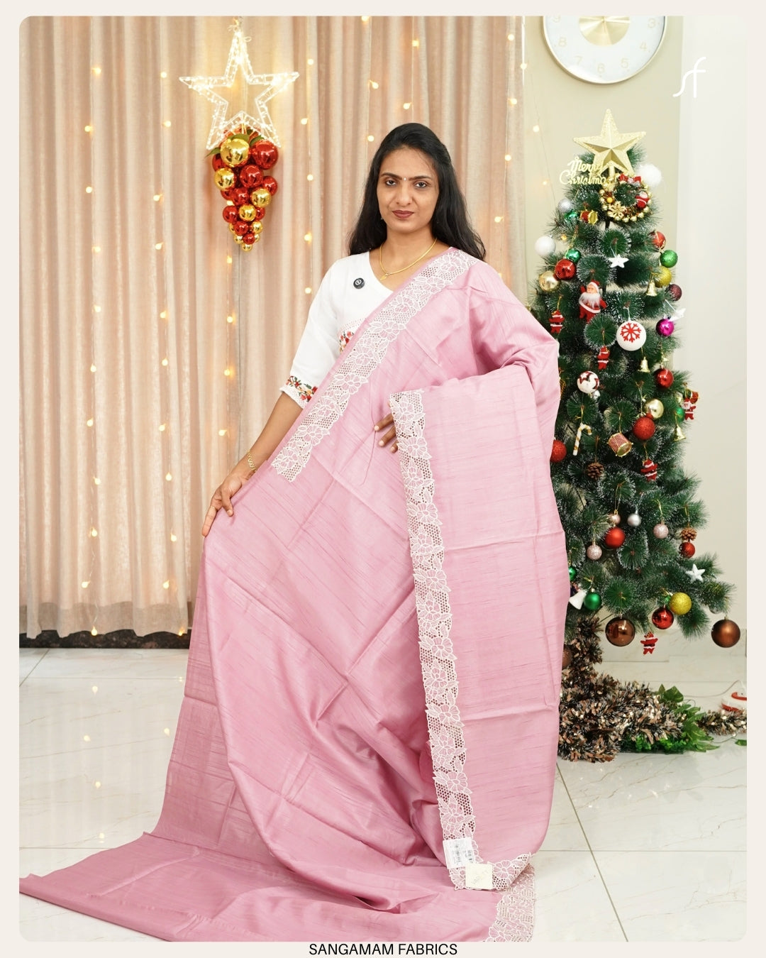 CUT WORK DETAILED SEMI TUSSAR SILK  SAREE