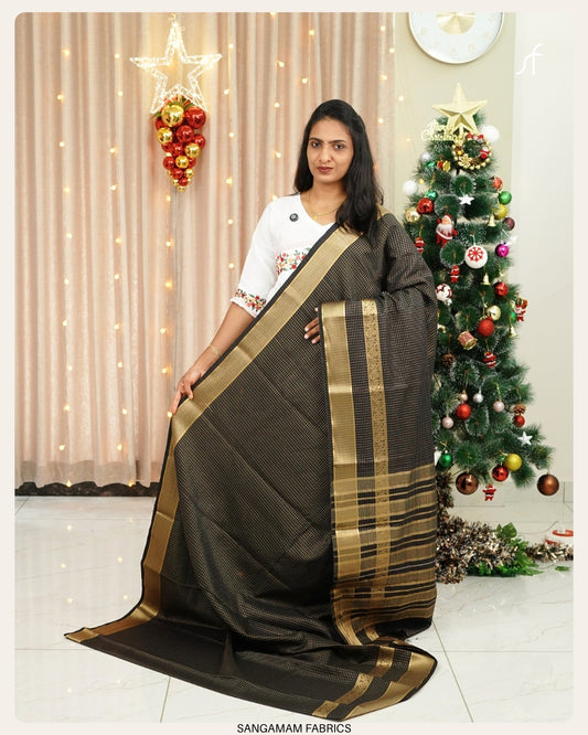 CHECK DETAILED SEMI  BANARASI SAREE