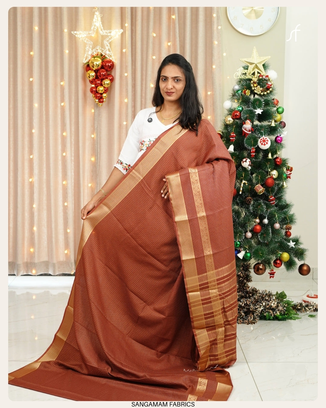 CHECK DETAILED SEMI  BANARASI SAREE
