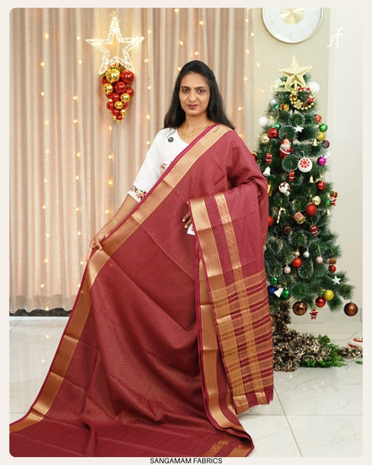 CHECK DETAILED SEMI  BANARASI SAREE