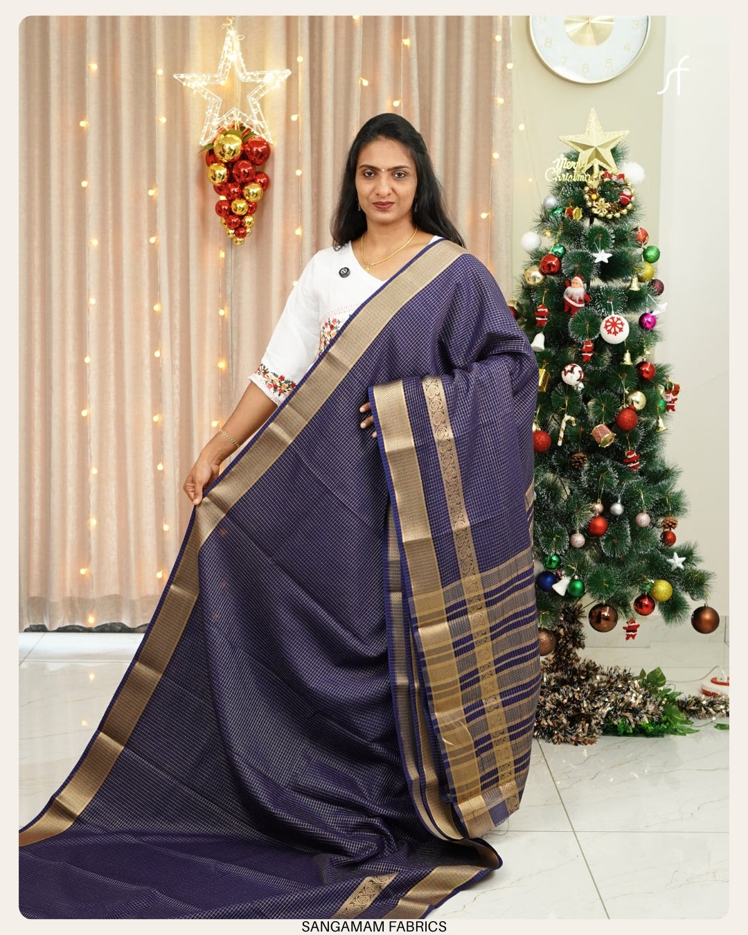 CHECK DETAILED SEMI  BANARASI SAREE