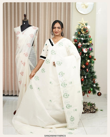 CHANDERI SILK EMBROIDERY SAREE