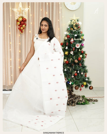 CHRISTMAS SPECIAL EMBROIDERY DETAILED SAREE